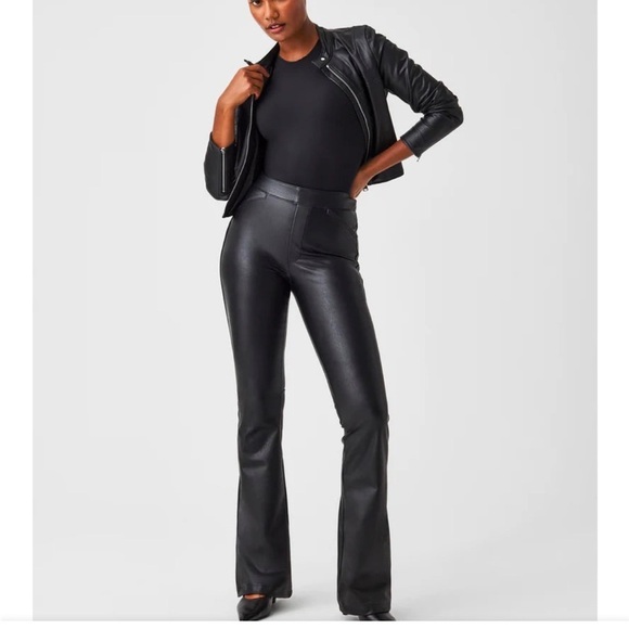 Spanx Leather Like Flare Pants in Black Size XL Petite NEW with Tags - Picture 7 of 17
